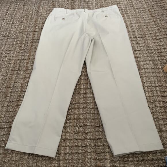 LANDS' END Pants Mens 42 Traditional Fit Stone Khaki Chino Flat Front Cotton - Picture 3 of 7